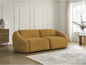 Canapea galben-muștar cu tapițerie din catifea reiată 250 cm Tina – Bobochic Paris