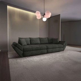 Canapea extensibilă dumonde cu ladă de depozitare si sezut confortabil din spuma high-density, Loana Enjoy Negru 300x100 cm