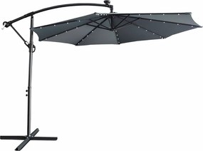 Umbrelă de soare de grădină LED, gri, 3 m, LINDAN