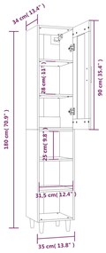 Dulap inalt, Sonoma gri, 35x34x180 cm, lemn compozit 1, sonoma gri, 3 Rafturi