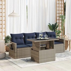 vidaXL Set mobilier de grădină cu perne, 5 piese,poliratan/lemn acacia