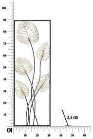 Decorațiune suspendată metalică Mauro Ferretti Luxy -A-, 31 x 90 cm, motive frunze