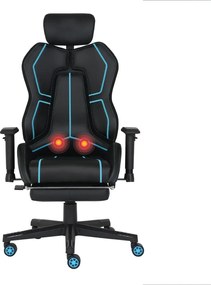 LUMINA X-Motion Core – Gaming & Office –Ergonomie, Masaj Inteligent și Confort Total, PU, Negru/Albastru