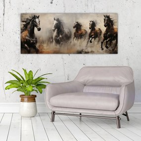 Tablou - Pictură în ulei de cai (120x50 cm)
