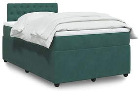 vidaXL Pat box spring cu saltea, verde închis, 120x200 cm, catifea