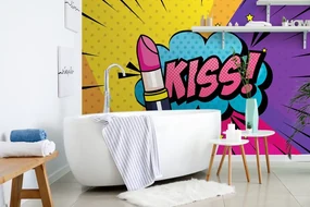 Tapet autoadeziv ruj pop art - KISS!