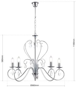Lustră de cristal pe lanț Orion LU 1658/5 ALESSIA 5xE14/40W/230V crom lucios