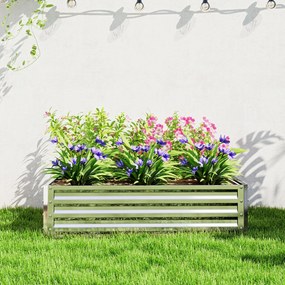 Outsunny Pat de grădină, ladă de plantare cu carcasă din oțel, argintiu, 120 x 120 x 30 cm | Aosom Romania