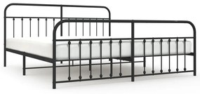 352603 vidaXL Cadru pat metalic cu tăblii de cap/picioare, negru, 200x200 cm