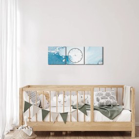 Tablou - Decor albastru (cu ceas) (90x30 cm)