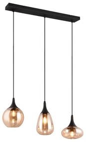 Lustră neagră/portocalie cu abajur din sticlă Lumina – Trio