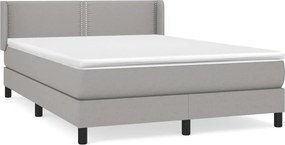 vidaXL Pat box spring cu saltea, gri deschis, 140x190 cm, textil