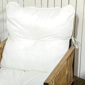 Outsunny Set mobilier grădină 4 piese canapea 2 locuri 2 fotolii și 1 măsuță blat din sticlă securizată 3 perne - cremă | Aosom Romania
