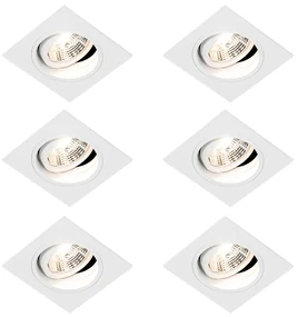 Set 6 becuri Spot modern încastrat alb reglabil - Chuck 70