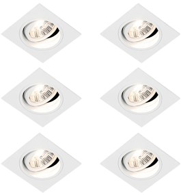 Set 6 becuri Spot modern încastrat alb reglabil - Chuck 70