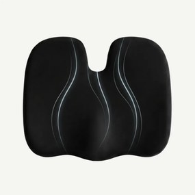 Perna ortopedica sezut memory foam cu strat gel racoritor detasabil, husa catifea, Negru