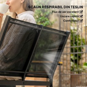 Outsunny Set Mobilier Exterior, Rezistent la Rugină, 4 Piese, Negru | Aosom Romania