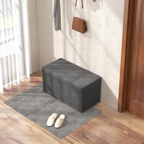 HOMCOM Bancă Cutie de Depozitare Pliabilă de 84L, Bancă de Pat cu Capac și Înveliș Textil, 76x38x38 cm, Gri Închis | Aosom Romania