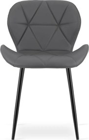 OFERTA Scaun de dining MANGO din piele ecologica cu picioare negre, gri clasa a II-a