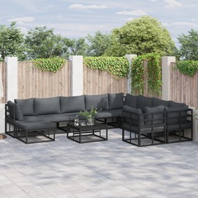 vidaXL Set de canapele pentru grădină 11 pcs Negru 70 x 70 x 32 cm