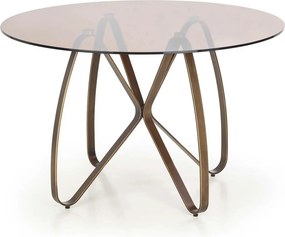 Masa LUNGO, maro/auriu, sticla securizata/metal, 120x120x76 cm