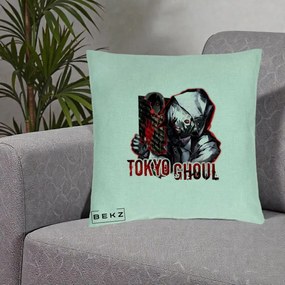 Perna Personalizata Tokyo Ghoul Ken Kaneki Anime, 40x40 cm, Verde Menta, Husa Detasabila, Perna Inclusa, BEKZ®