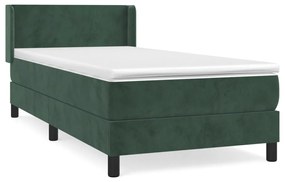 3130820 vidaXL Pat box spring cu saltea, verde închis, 90x200 cm, catifea