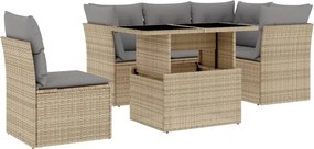 vidaXL Set canapele de grădină cu perne, 6 piese, bej, poliratan