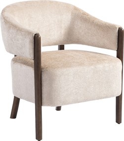 HOMCOM Fotoliu de accent, fotoliu tapitat chenille cu cadru și picioare din lemn masiv, bej | Aosom Romania