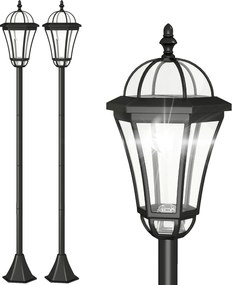 Outsunny Set 2 Lampi Solare de Gradina, Lumini de Exterior Solare cu 2 LED, Aprindere Automata si Durata 6 Ore, Negru | Aosom Romania