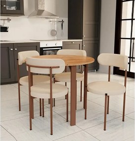 Masa bucatarie Onita rotund culoare nuc picioare negru,R 90 cm