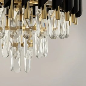 Plafonieră aplicată CRISTAL 5xE14/10W/230V, Ø 38 cm, negru/auriu