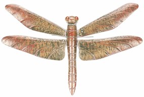 Decorațiune metalică de grădină pentru agățatLibelula din cupru, 49 x 4 x 32 cm