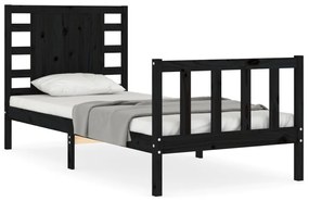 3192805 vidaXL Cadru de pat cu tăblie, negru, 90x200 cm, lemn masiv
