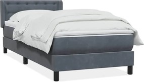 vidaXL Pat box spring cu saltea, gri închis, 80x210 cm, catifea