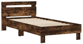838565 vidaXL Cadru de pat cu tăblie stejar fumuriu 90x190 cm lemn prelucrat