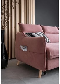 Colțar roz deschis extensibil cu tapițerie din catifea (cu colț pe partea dreaptă) Sweet Harmony – Miuform