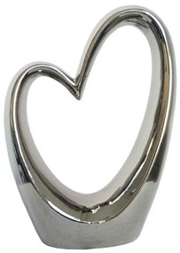 Decorațiune din ceramică Inimă, argintiu, 17,5 x 24,5 cm