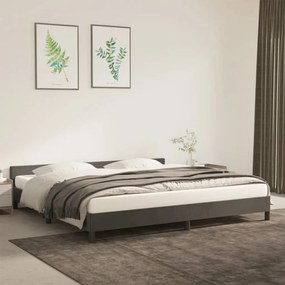 Cadru de pat cu tablie, gri inchis, 200x200 cm, catifea Morke gra, 200 x 200 cm