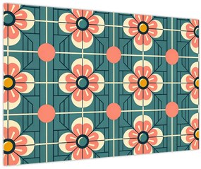 Tablou - Model retro cu flori (90x60 cm)