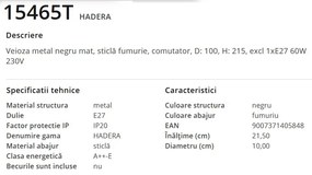 Veioza, Lampa de masa design modern HADERA 15465T GL