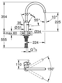 GROHE 32843002 - Baterie pentru chiuvetă EUROSMART COSMOPOLITAN crom lucios