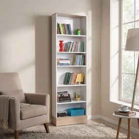 Bibliotecă Adore Base cu 6 Rafturi, Alb, 60x197x26 cm