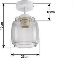 BRILAGI - LED Lustra aplicată R GLASS 1xE27/60W/230V Ø 26 cm alb/gri fumuriu