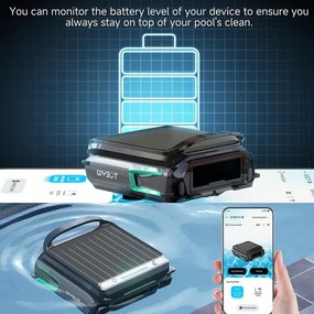 Skimer pentru curatarea suprafetei apei din piscine Wybot F1, Alimentare solara / DC, Pana la 8 ore, 7 l, Aplicatie mobila, Negru