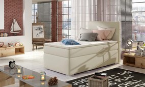 Pat tapitat, boxspring, cu spatiu pentru depozitare, 90x200 cm, Rocco R01, Eltap (Culoare: Gri inchis piele / Soft 11)