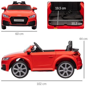 HOMCOM Mașină Electrică AUDI TT pentru Copii, Mașină Electrică cu Telecomandă, USB, Uși cu Deschidere și Faruri LED, 102x60x44 cm, Roșu