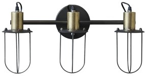 Aplică de perete din metal, cu 3 surse de lumină, finisaj negru antichizat, Factory