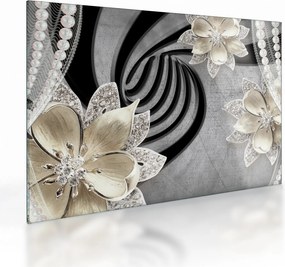 Tablou pe sticlă - 3D Flori aurii (70x50 cm)