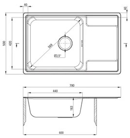 Chiuvetă de bucătărie Deante ZEO_011C SOUL 50x79 cm satin